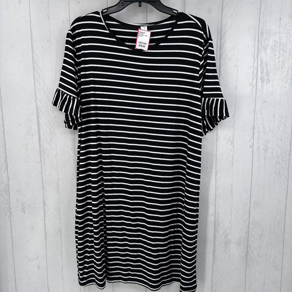 XL striped ruffle slv dress