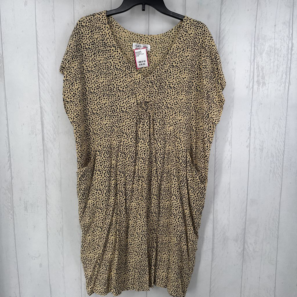 L printed v-neck cap slv dress