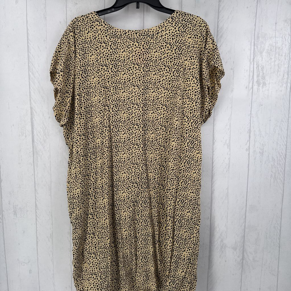 L printed v-neck cap slv dress