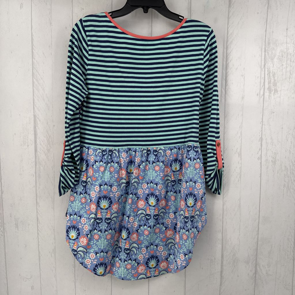 M mixed print scoop neck hi-lo top