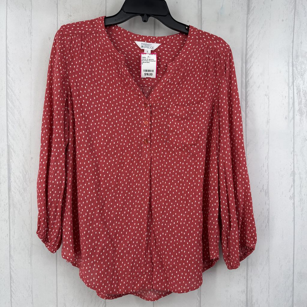 M printed 1/2 button down 3/4 slv top