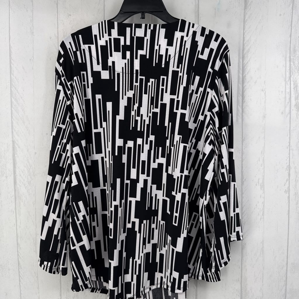 1x print 3/4 slv scoop neck top