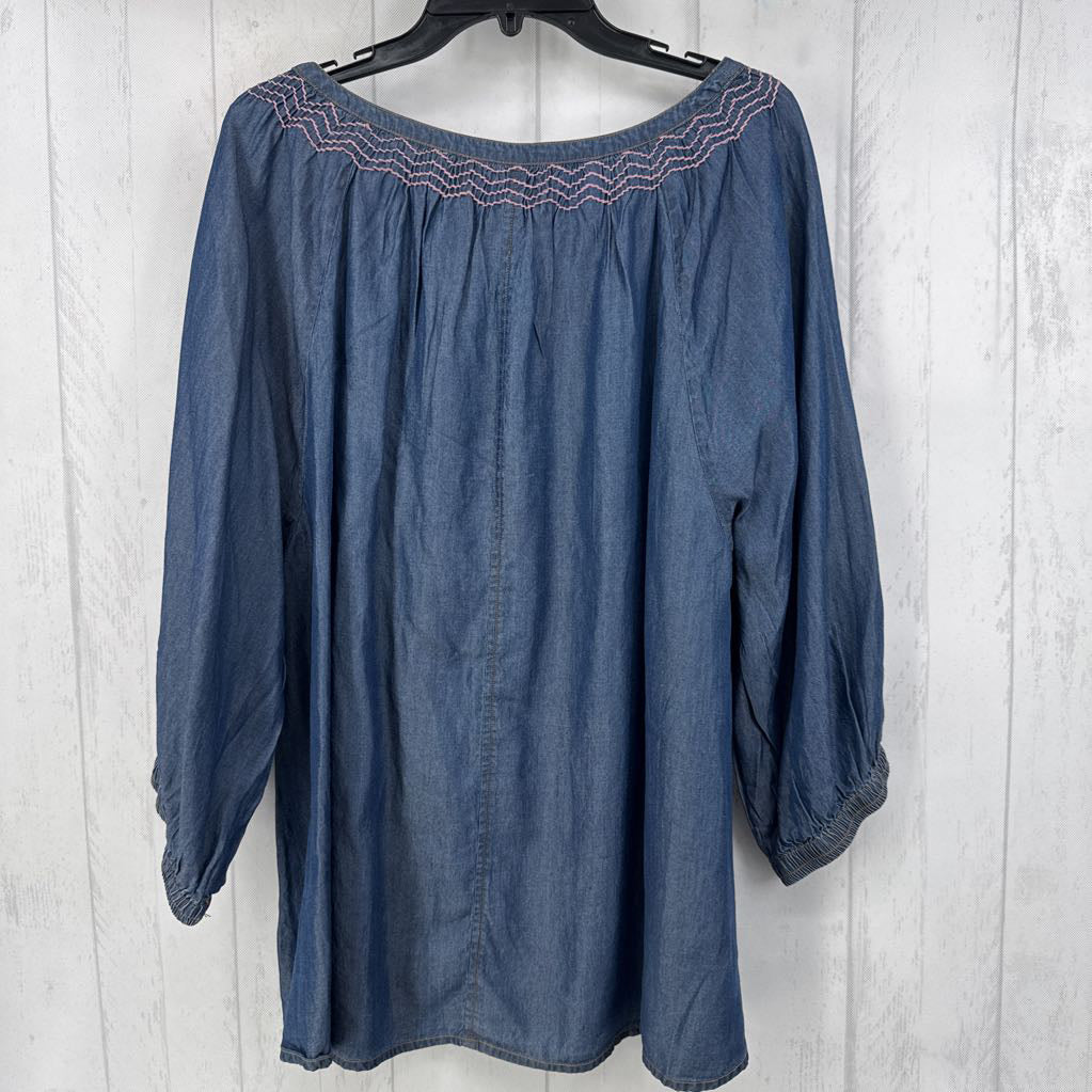 XXL elbow slv embroidered top