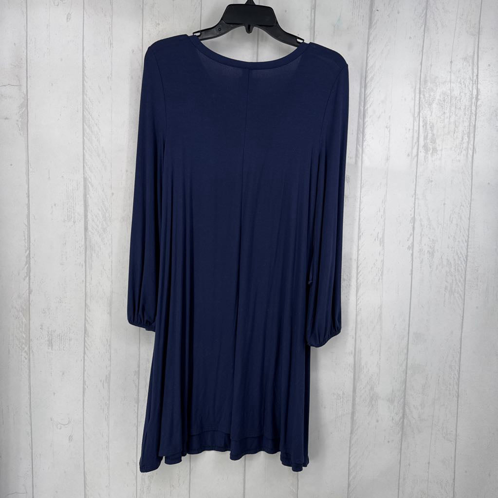 S tie front l/s dress
