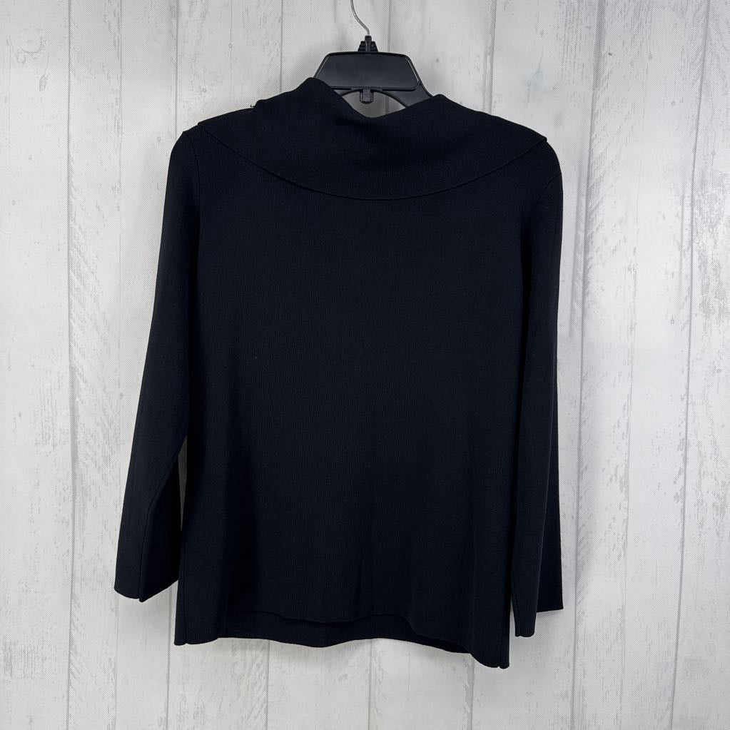 XL cowl-neck rhinestone pin l/s top