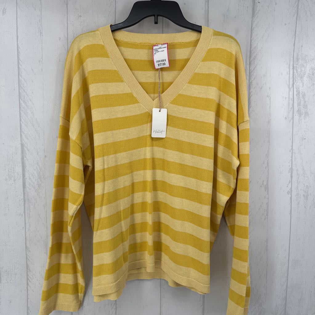 L striped v-neck sweater
