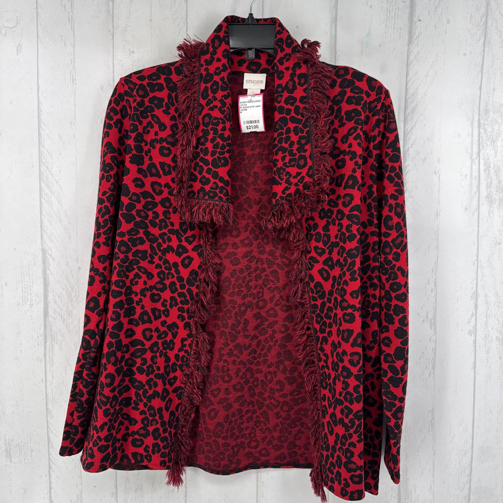 M animal print open front cardi