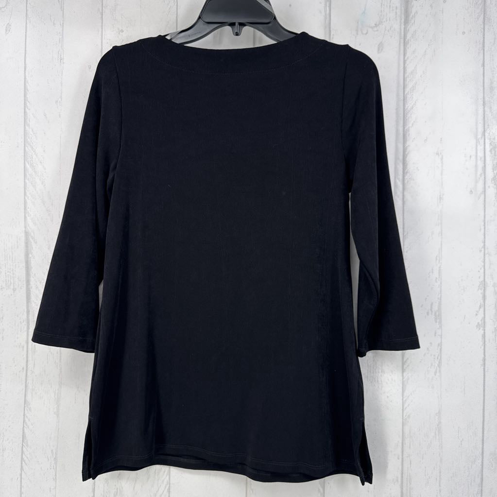 R89 S grommet v-neck 3/4 slv top