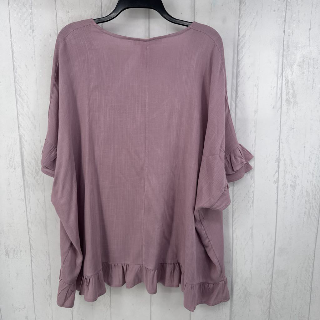 XL v-neck ruffled droped shoulder slv top