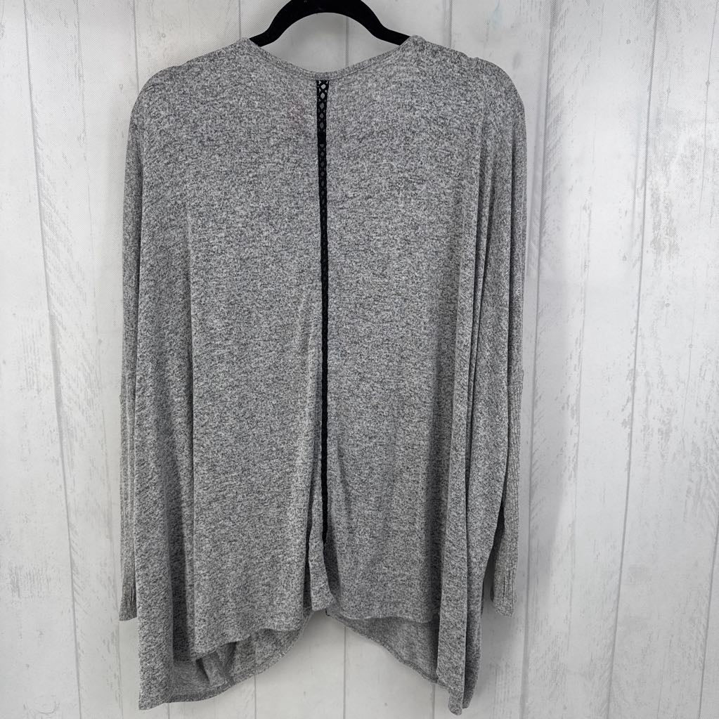 18/20 marled draped neck l/s top