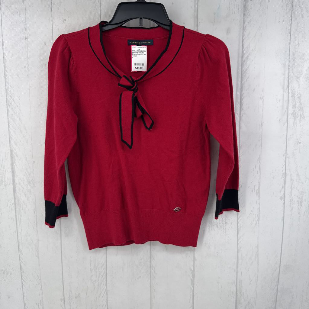 S bow front 3/4 slv sweater