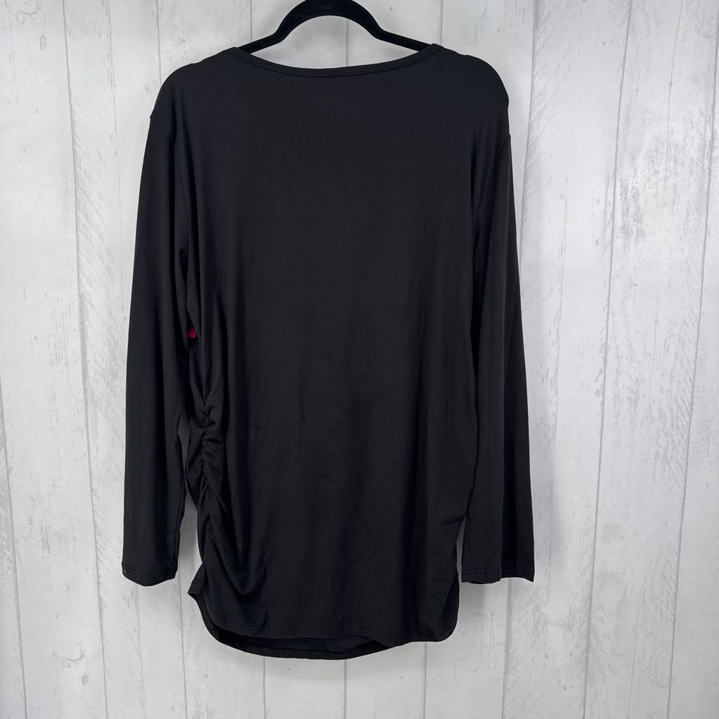 2xl l/s criss cross ruched side top
