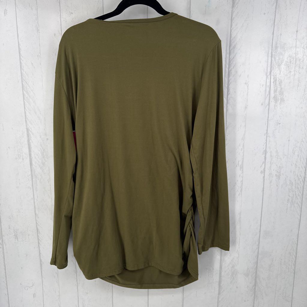 2xl l/s criss cross ruched side top