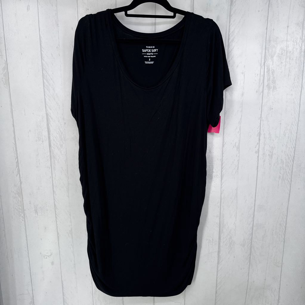 3 s/s v-neck ruched side dress