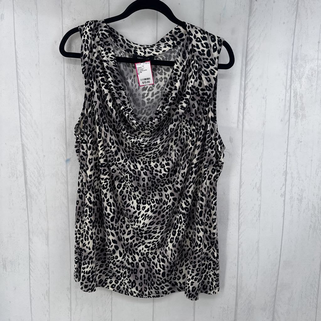 3X animal print drape neck cami