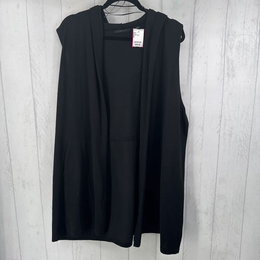3X knit vest w/hood