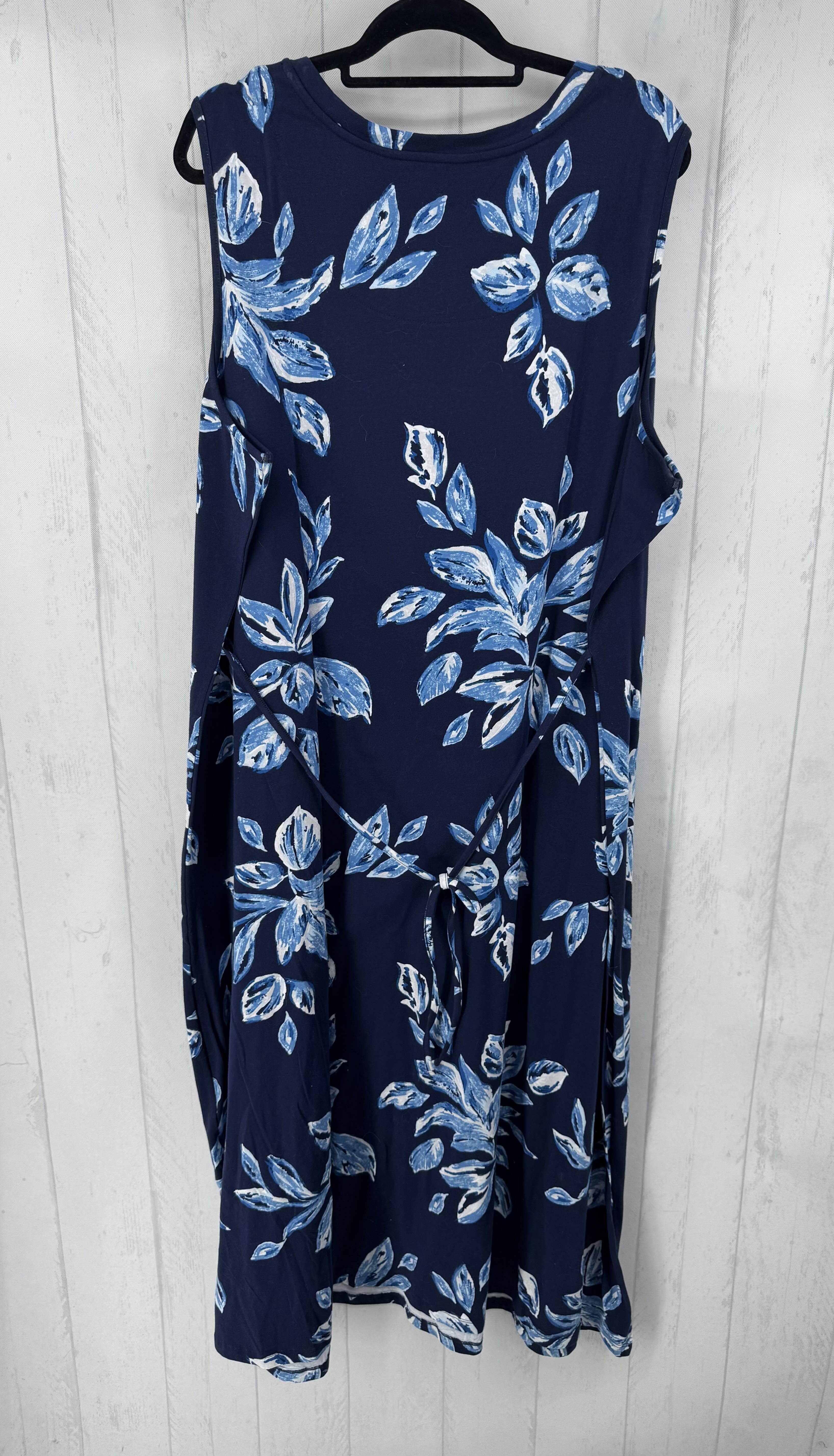 3X flo print v-neck slvls dress