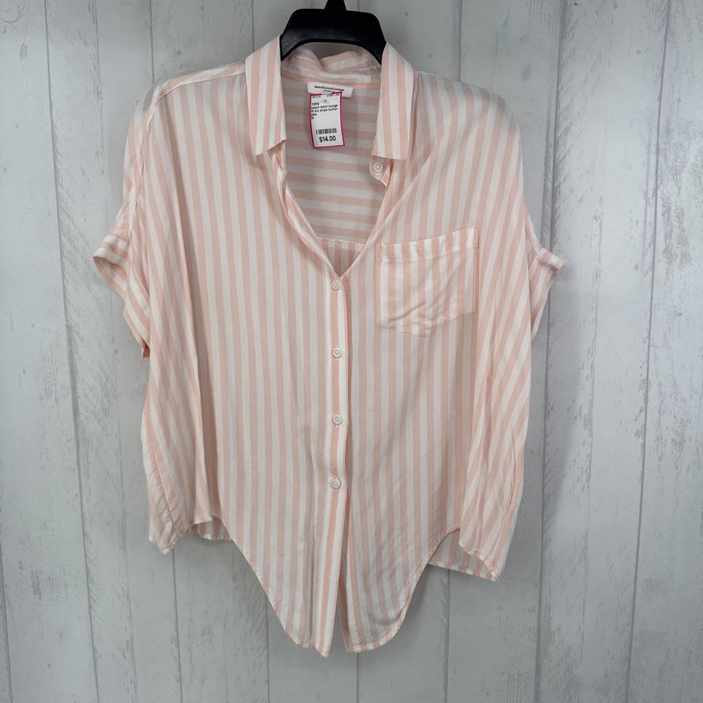 M s/s stripe button knotted shirt