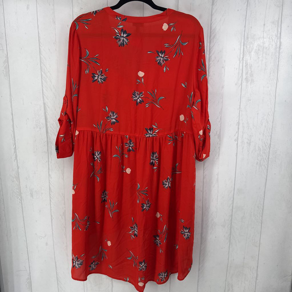 R48 2X flo print button down hi-lo top