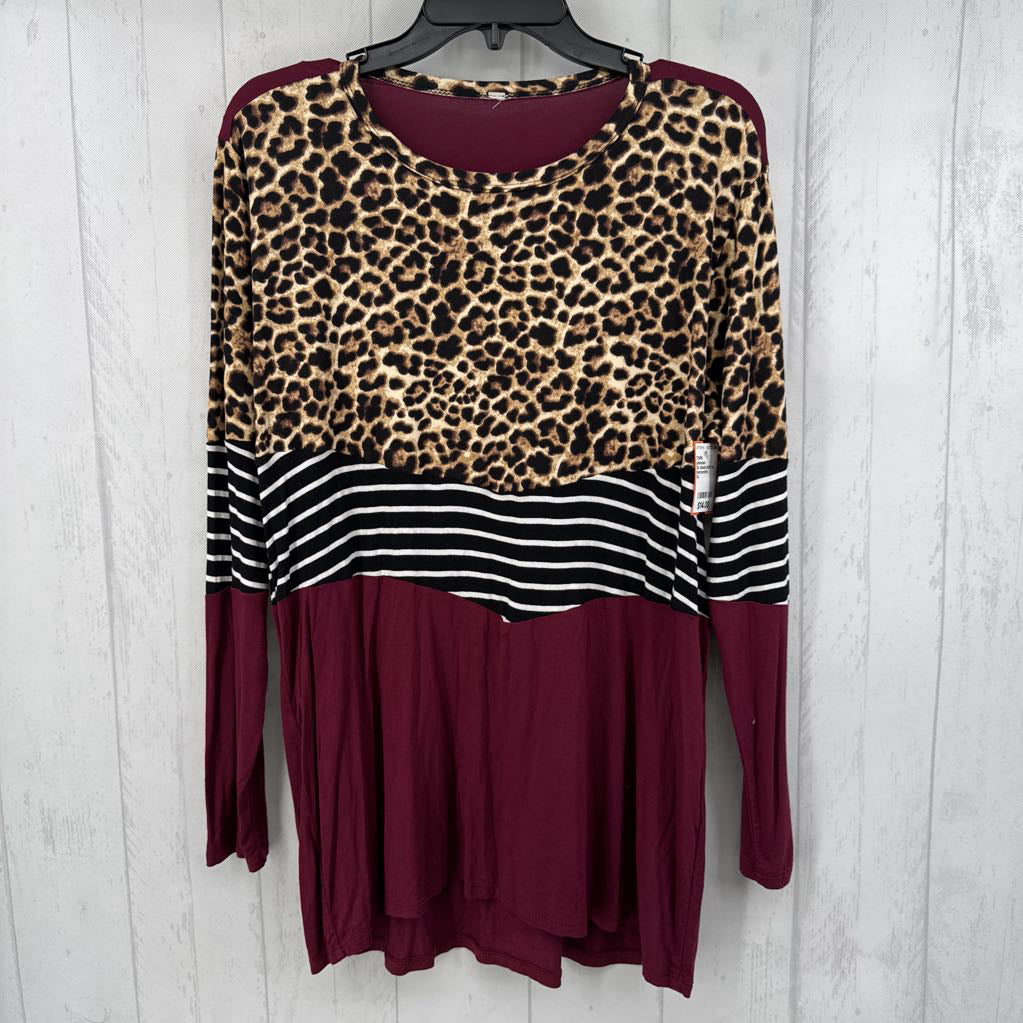 XL mixed print l/s top