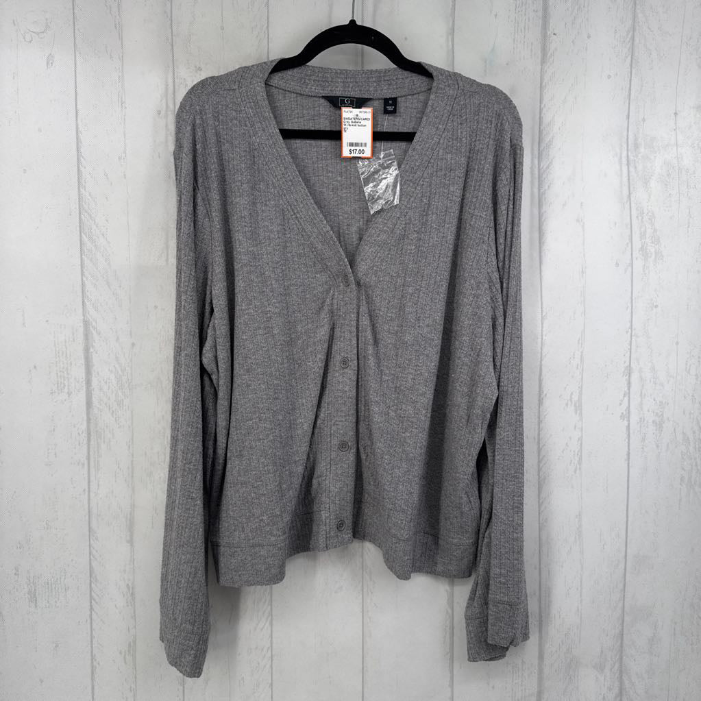 1X rib-knit button down cardi