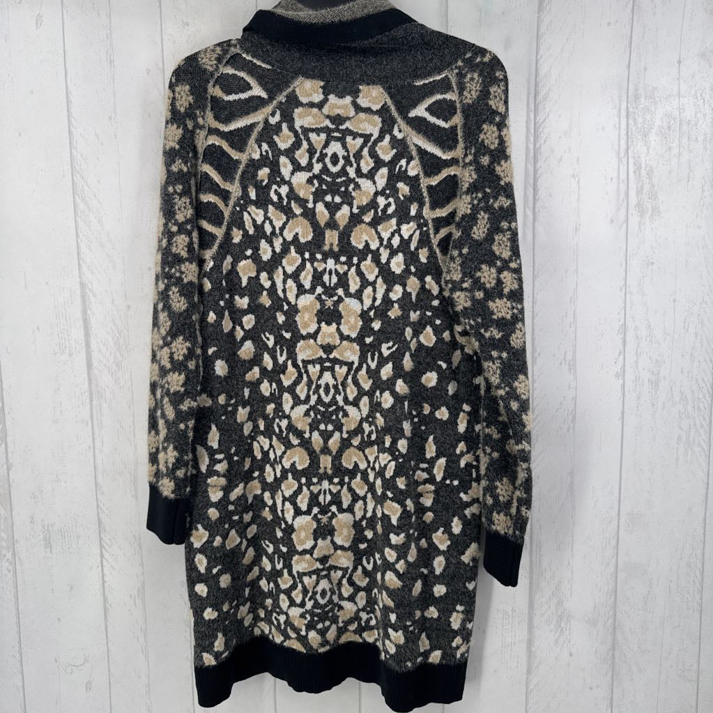 S l/s animal print cowl neck sweater dress