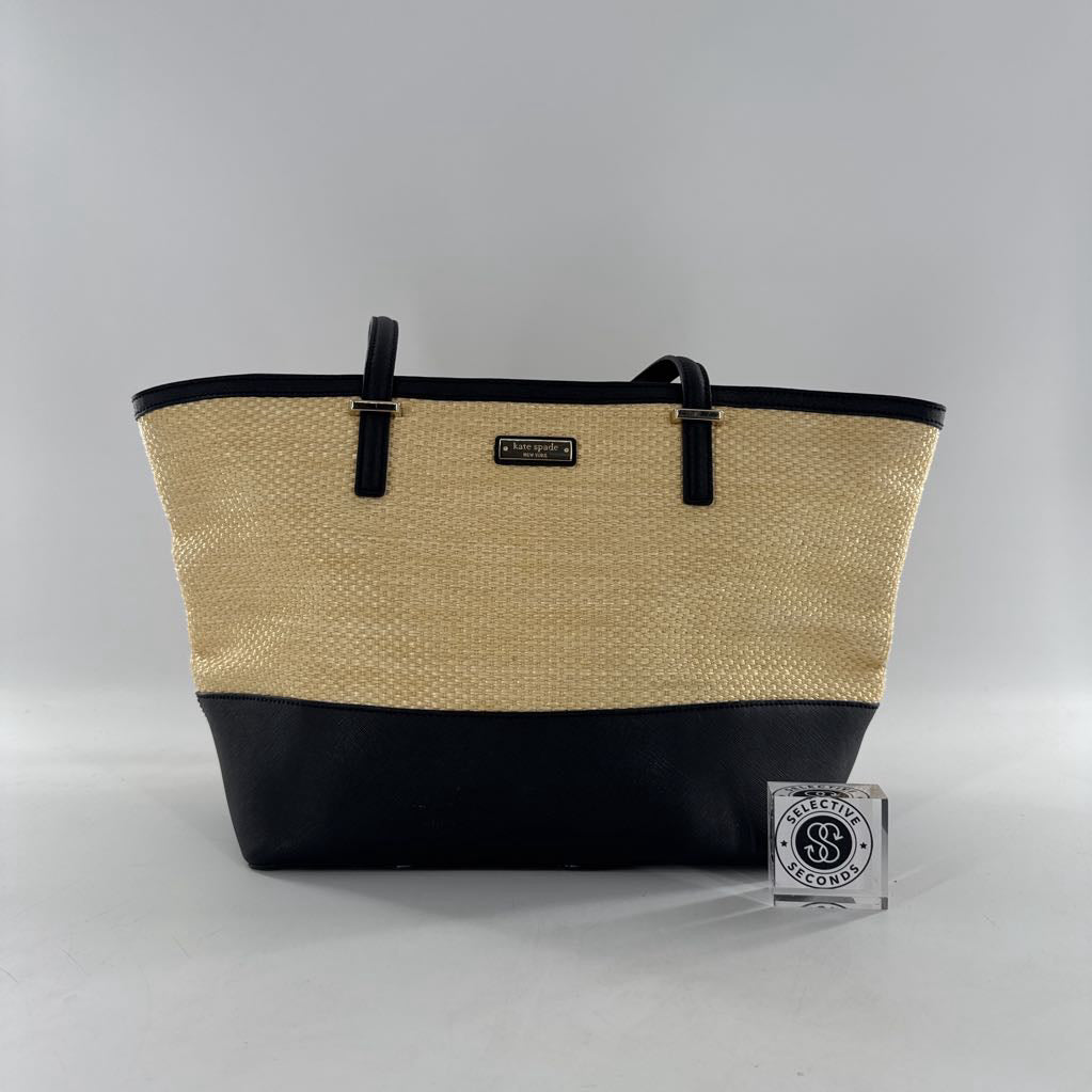 straw & leather tote bag