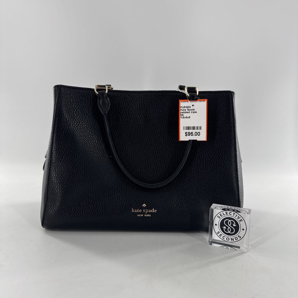 pebbled triple compartment satchel