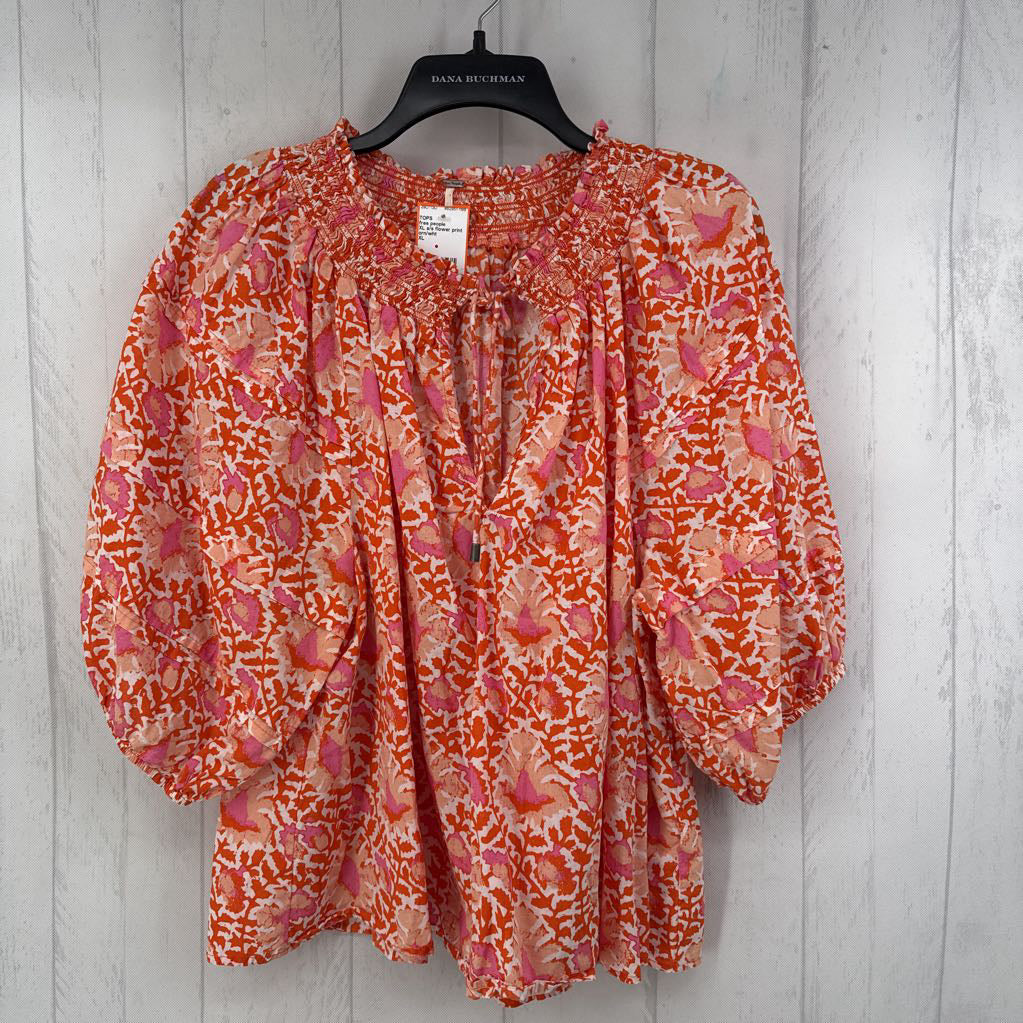 XL s/s flower print top