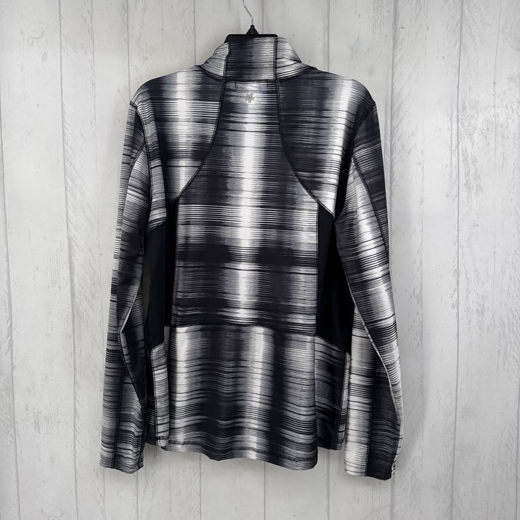 XL striped 1/2 zip l/s pullover