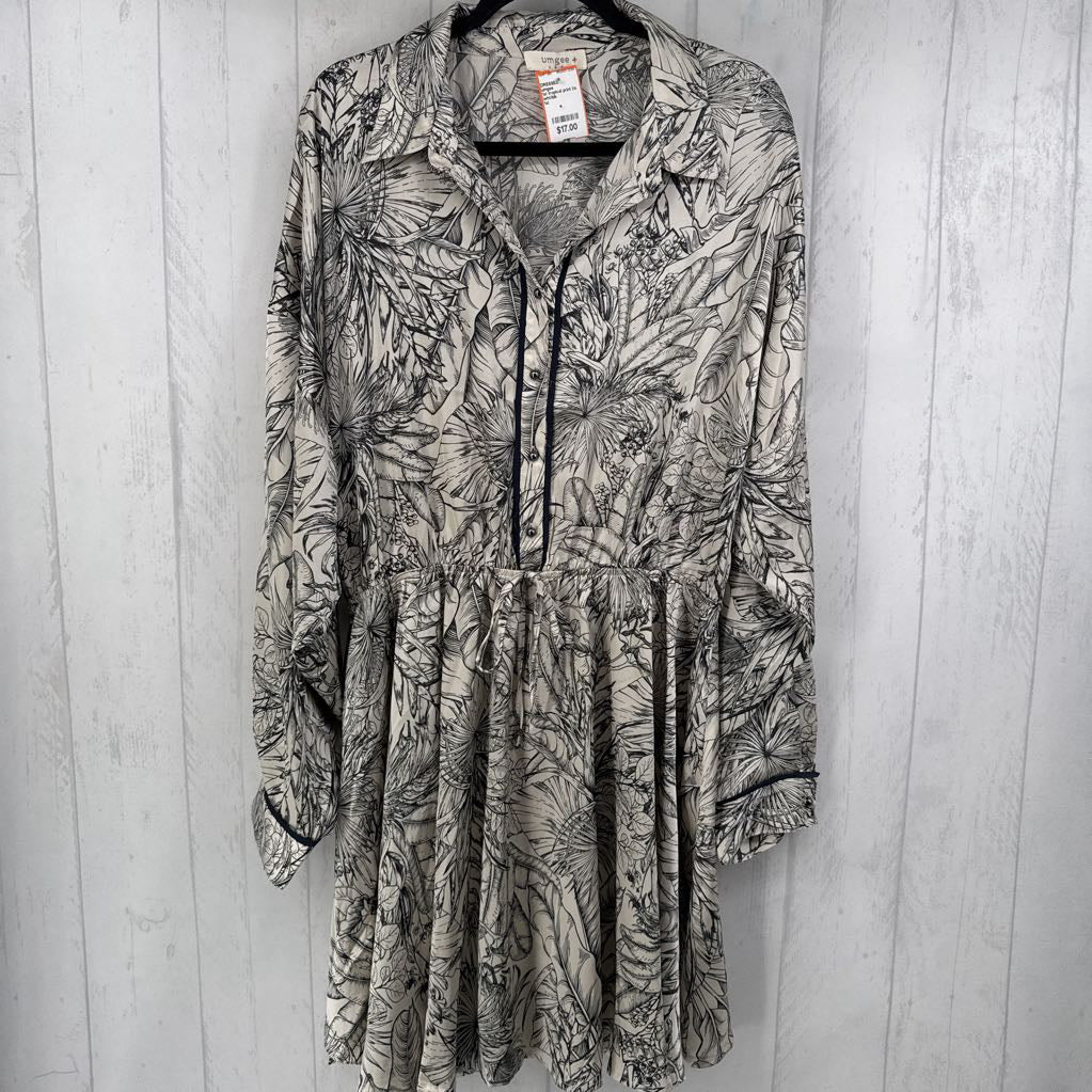 1xl tropical print l/s dress