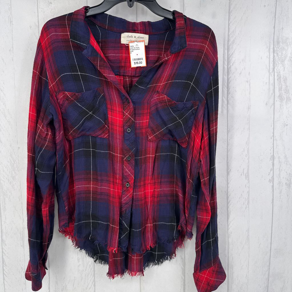 M plaid button down l/s top