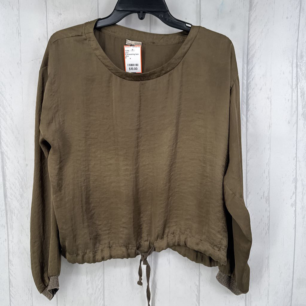 M drawstring hem l/s top