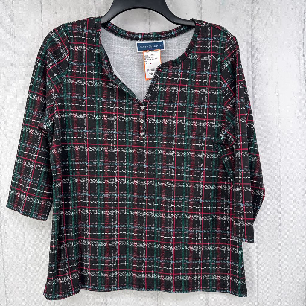 PL elbow slv half button top