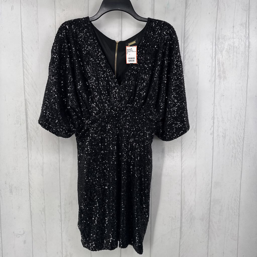 M sequin v-neck s/s dress