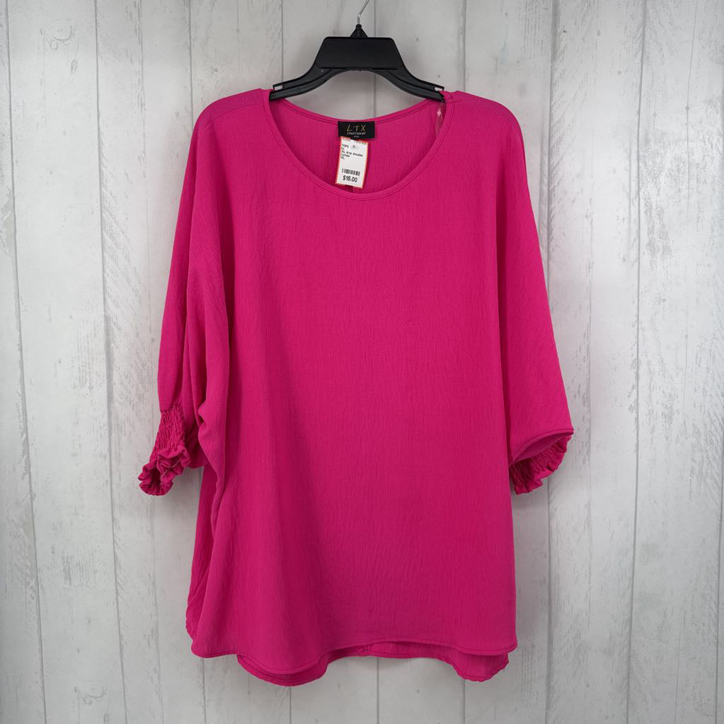 1XL drop shoulder smocked slv top