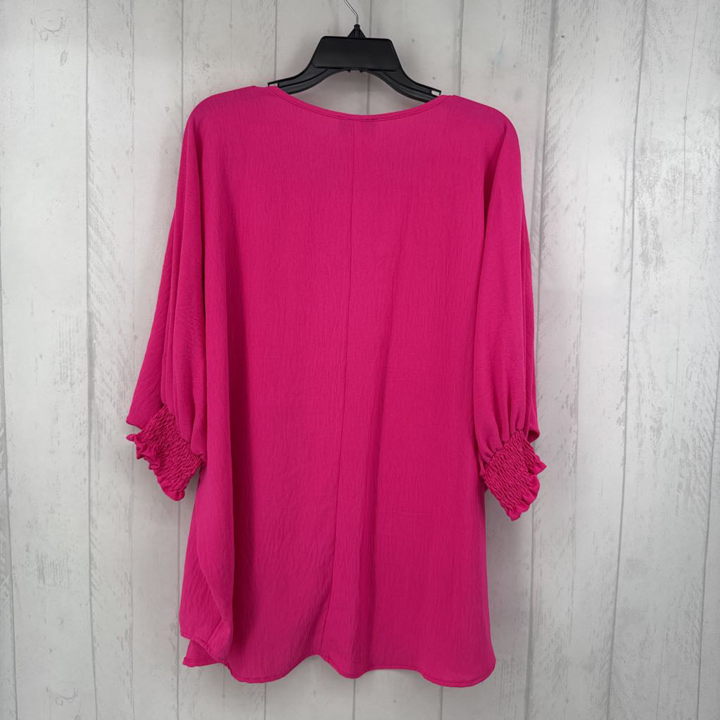 1XL drop shoulder smocked slv top