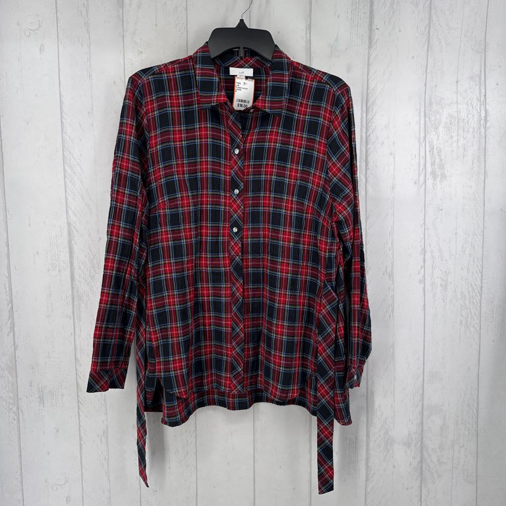 M plaid button down l/s top