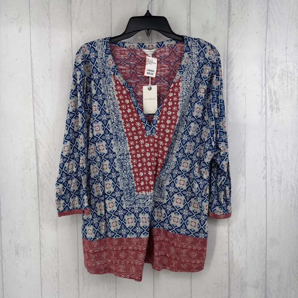 R49 2X printed 3/4 slv pullover