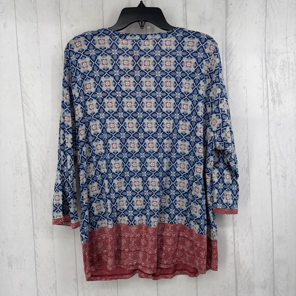 R49 2X printed 3/4 slv pullover