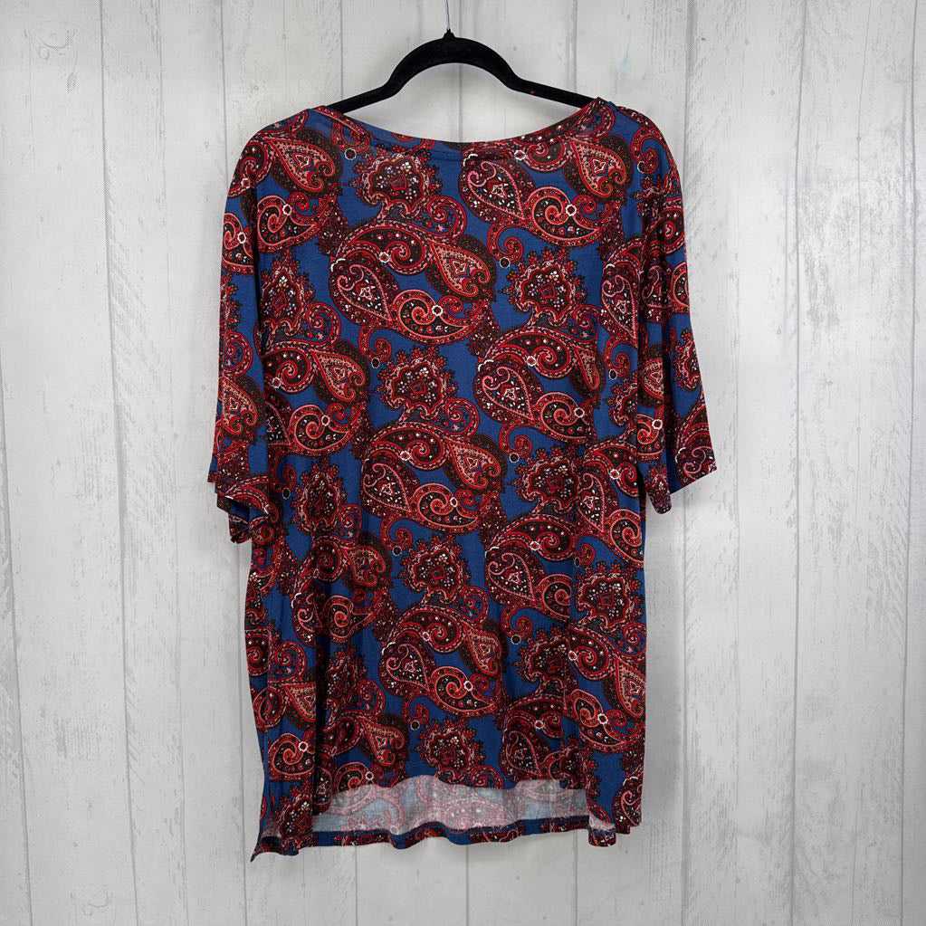 20/22 paisley print scoop neck s/s top