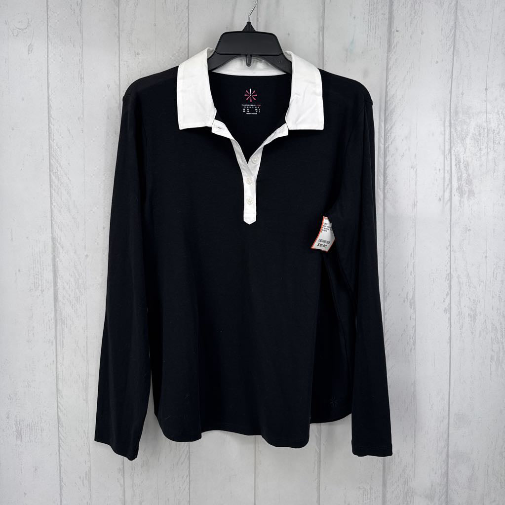 M quarter button down l/s top