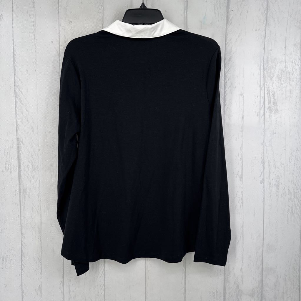 M quarter button down l/s top