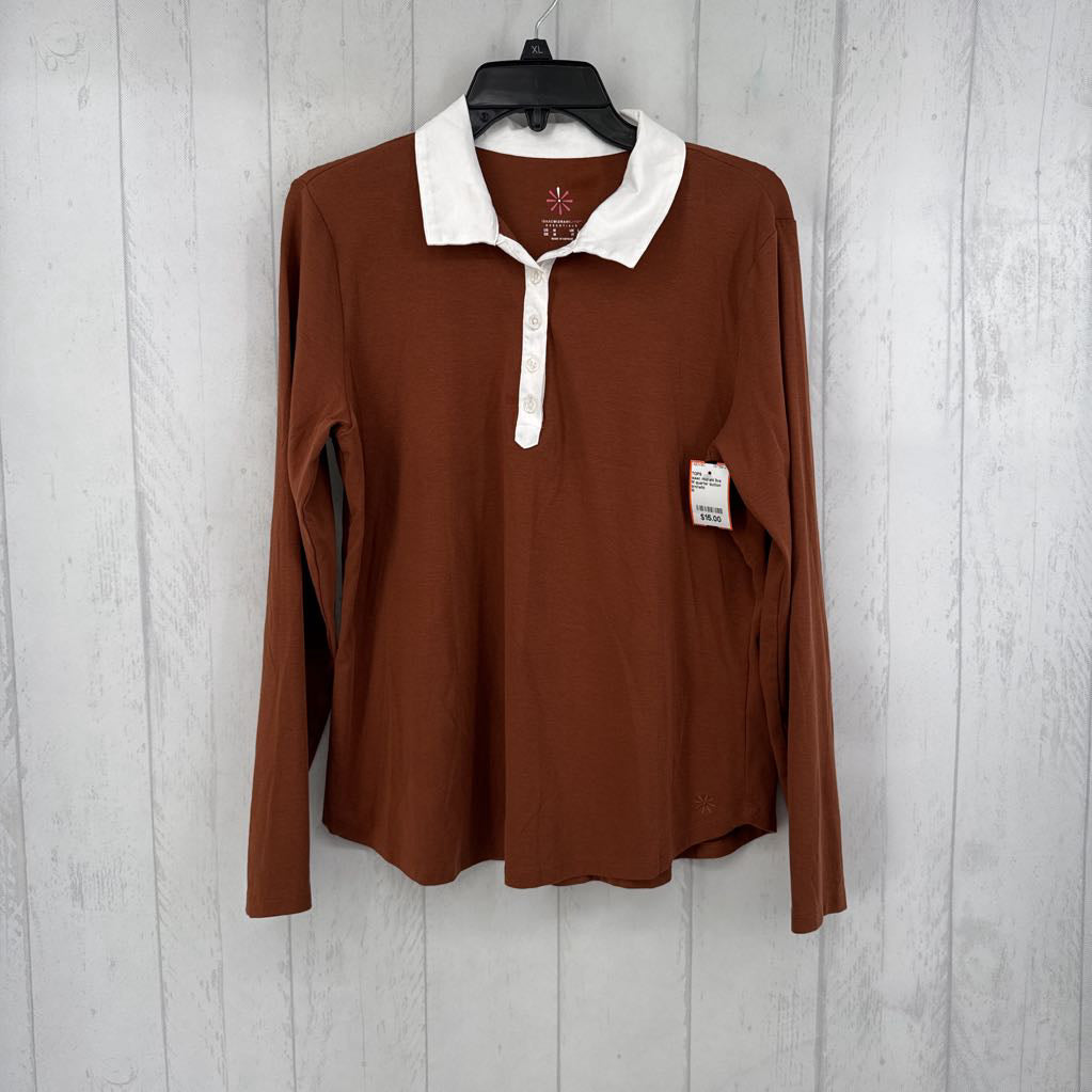 M quarter button down l/s top