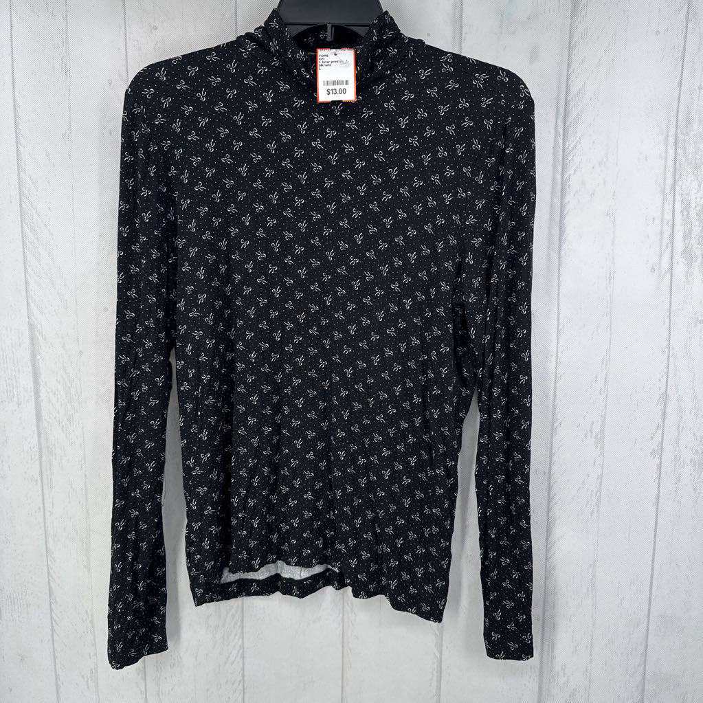 L bow print l/s t-neck