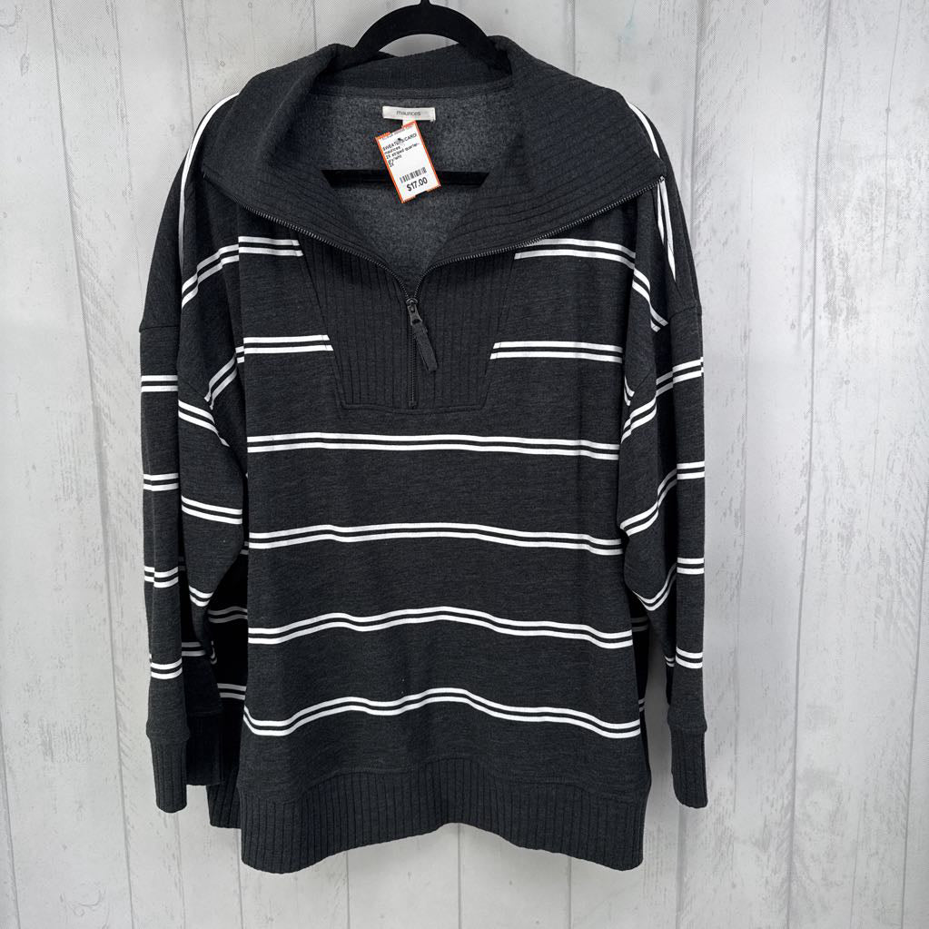 2X striped quarter-zip pullover