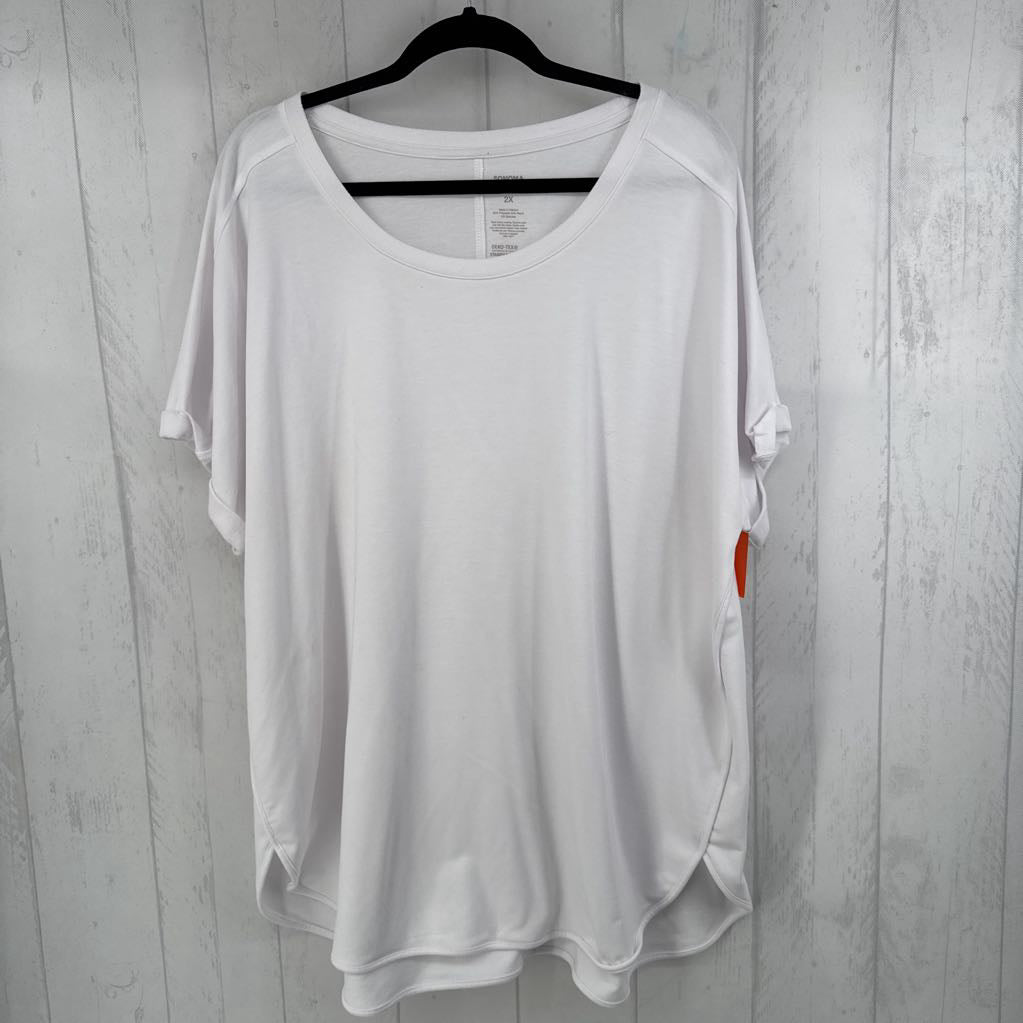 2X scoop neck drop shoulder s/s top