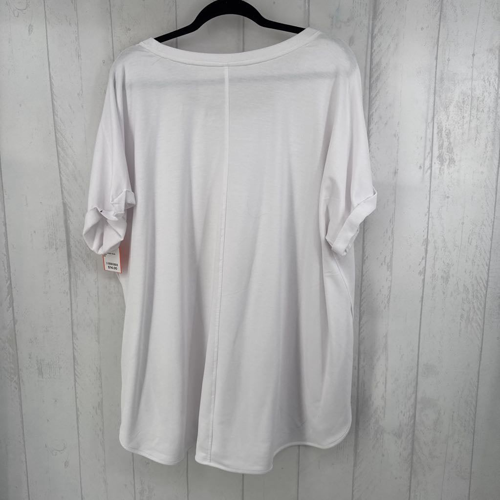 2X scoop neck drop shoulder s/s top