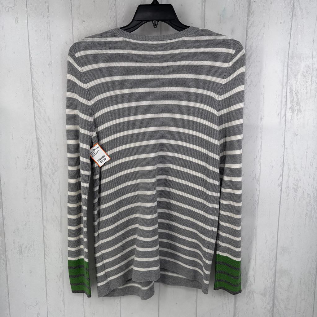 L striped v-neck sweater