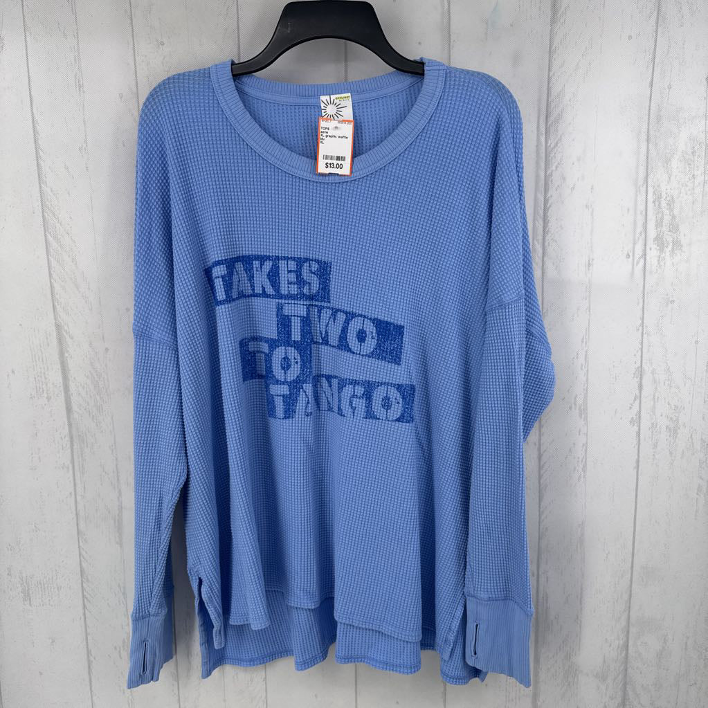 XL graphic waffle knit l/s top